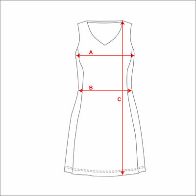 Ladies High Performance Netball Dresses measurement diagram