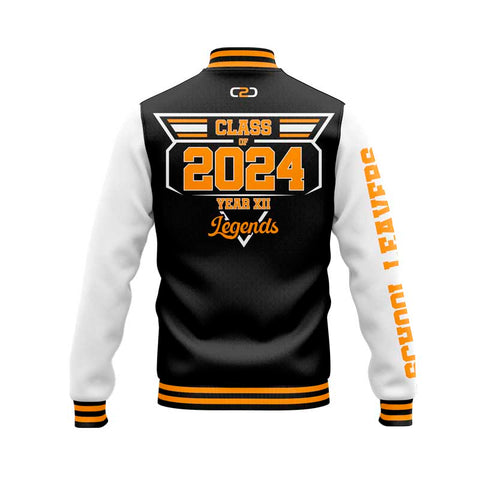 Premium Varsity Fleece Jacket with Lining (Back View) - Coast 2 Coast Sports