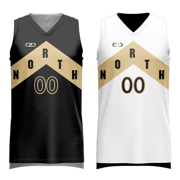 Custom North Reversible 3HP V Neck Basketball Singlet Front View